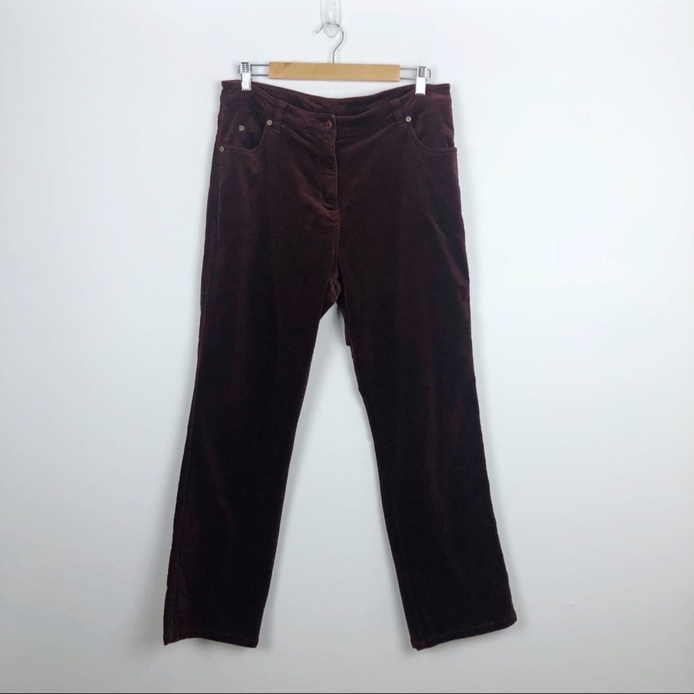 Woolrich Maroon Corduroy Straight Leg High Rise Pants Stretch Size 10 Outdoors
